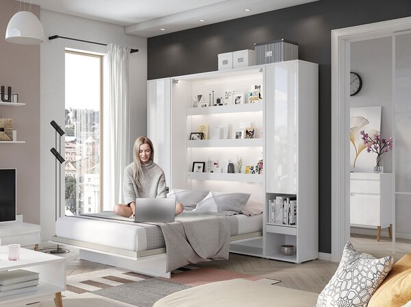 Mirjan24 Sklápacia posteľ BC-13 180x200 Bed Concept, Farby: biela, Rozmer postele: 180x200, LED svetlo s USB: bez LED svetla s USB, Vnútorné osvetlenie pod policami: bez osvetlenia políc 5902928398151