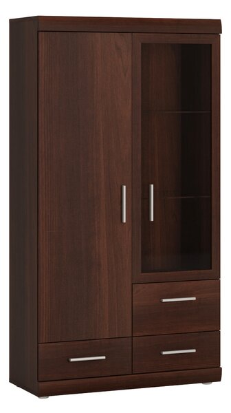 VITRÍNA, farba vlašského orecha, 80/152/38 cm Venda - Sklenené vitríny