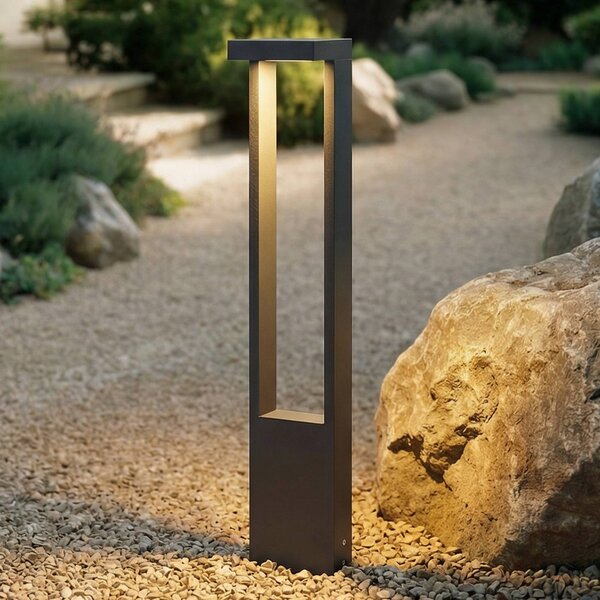 Lindby LED svetlo na chodník Lonete, výška 65 cm, antracit, IP65, Čierna, Hliník, Moderný, Osvetlenie príjazdovej cesty