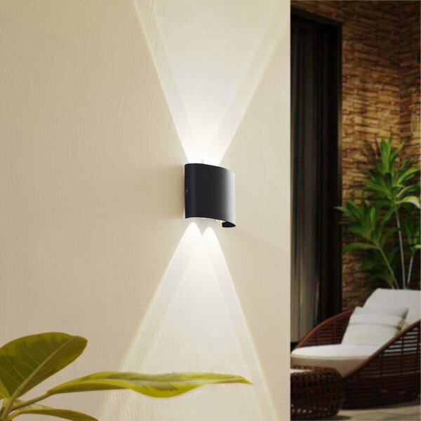 Lindby LED vonkajšie nástenné svietidlo Ithan, 2-pl., antracitové, 12 cm, Čierna, Hliník, Moderný, Nástenné svietidlo