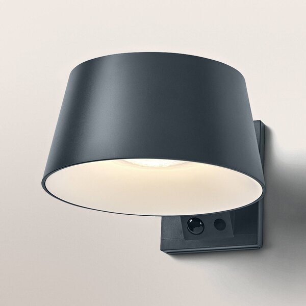 OSRAM solárne nástenné svetlo ENDURA STYLE BRELLA, sivá, senzor IP54, Hliník / sivá / zinok, Plast, Moderný, Nástenné svietidlo