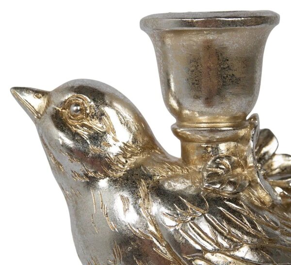 Strieborný antik svietnik s vtáčikom Birdinia silver - 14*10*20 cm - Mars & More