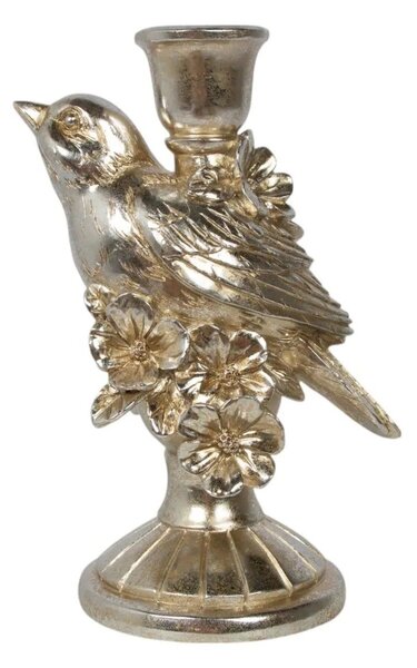 Strieborný antik svietnik s vtáčikom Birdinia silver - 14*10*20 cm - Mars & More