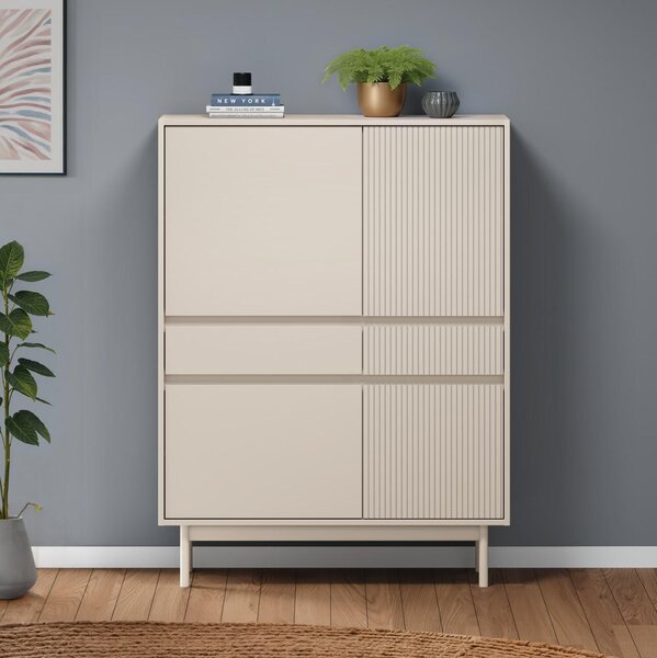 VYSOKÁ KOMODA, pínia, kašmírová, 102/136/42 cm Livetastic - Komody, Online Only