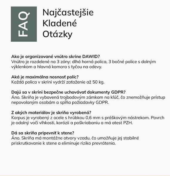 Uzamykateľná hospodárska skriňa antracitovo-biela DAWID 900 x 1850 x 450 mm