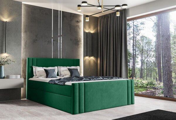Boxspringová posteľ CELESTA - 160x200, zelená + topper ZDARMA