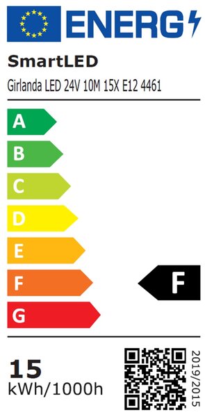 Smart LED Záhradná stmievateľná girlanda 10m 15xLED žiarovka E12 24V, diaľkové ovládanie