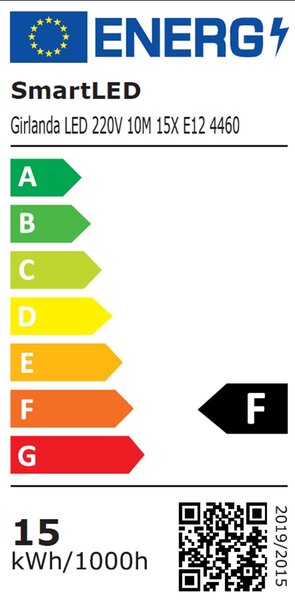 Smart LED Záhradná svetelná girlanda 10m 15xLED žiarovka E12 220V