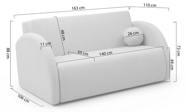 Rozkladacia pohovka Nubi trojmiestna 140 cm s úložným priestorom - béžový boucle Quelle 16