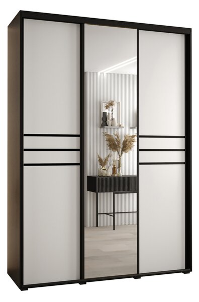 Šatníková skriňa YVONA 11 - 170/45 cm, čierna / biela / čierna