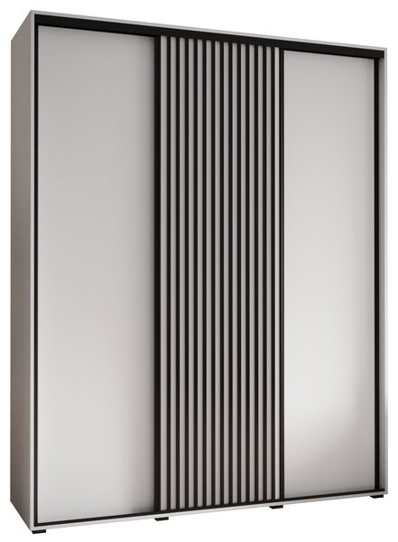 Šatníková skriňa BAYLIN 1 - 200/45 cm, biela / biela / čierna