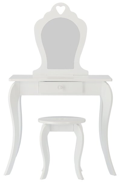 Detský toaletný stolík biely s taburetkou