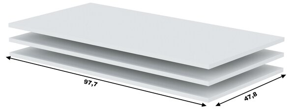 Set 3x polička do šatníkovej skrine 200 cm RANDLER - biely