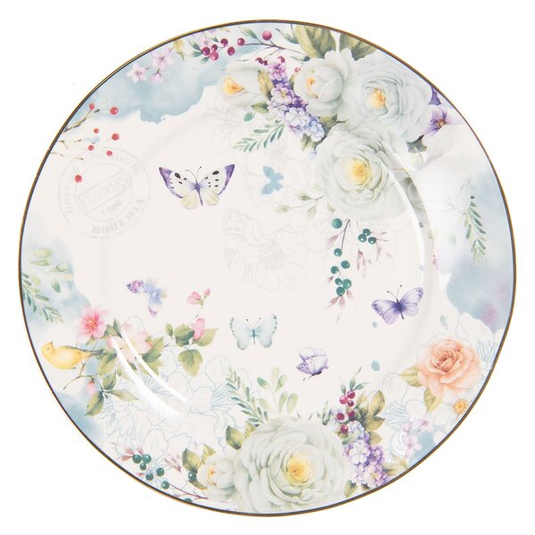 Porcelánový dezertný tanier Butterfly - Ø 19*2 cm - Clayre & Eef