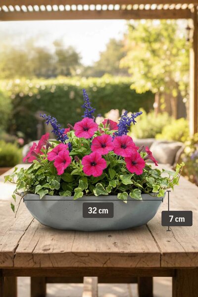 Okrasná miska CAVERO, sklolaminát, priemer 32 cm, sivá