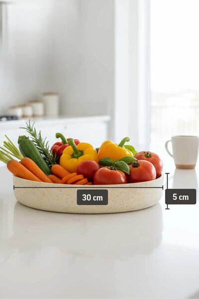 Dekoračná miska ORYVEN, sklolaminát, priemer 30 cm, béžová