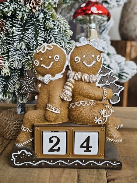 Vianočný adventný kalendár s perníčkami Gingerbread - 11*4*13 cm - Clayre & Eef