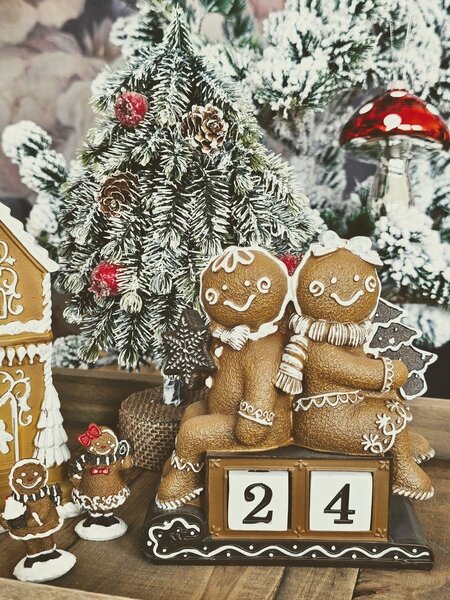 Vianočný adventný kalendár s perníčkami Gingerbread - 11*4*13 cm - Clayre & Eef