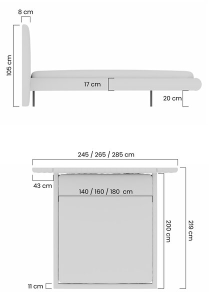Čalúnená levitujúca posteľ Galin 140x200 - béžová ľahko čistiaca tkanina Maya 01