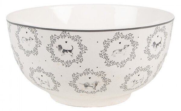 Porcelánová miska so psíkmi Lovely Grey Dogs - Ø 14*7 cm / 500 ml - Clayre & Eef