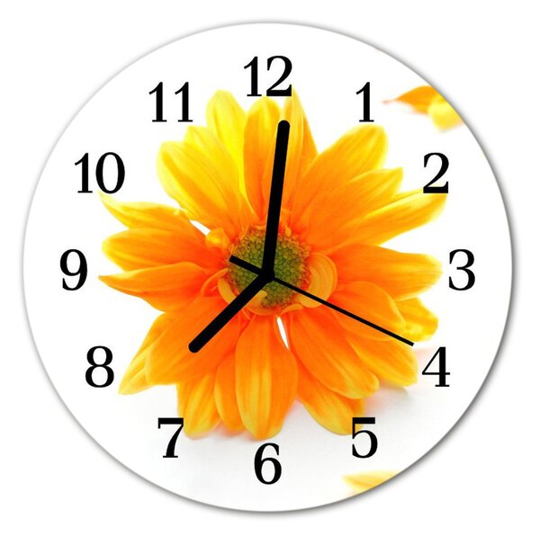 Sklenené hodiny okrúhle Kvetina fi 30 cm