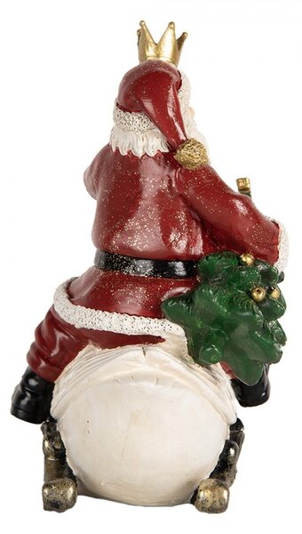 Červená vianočná dekorácia Santa Claus na labuti - 13*10*16 cm - Clayre & Eef