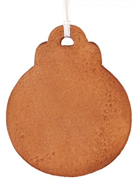 Hnedá vianočná závesná dekorácia perníková guľa - 8*2*10 cm - Clayre & Eef