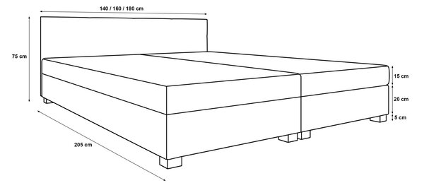 Manželská posteľ 140x200 ZAJDA DOUBLE 1 s úložným priestorom - čierna / šedá