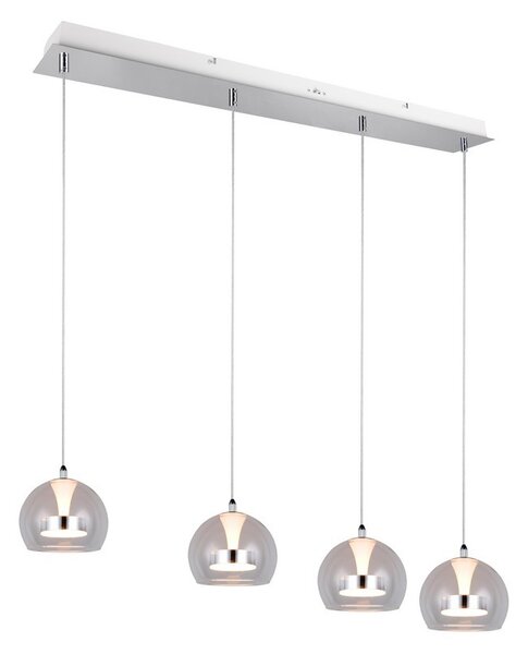 Trio T331610406 LED závesné stropné svietidlo FLYNT | 8W integrovaný LED zdroj | 4x880lm | 2300+3000+4000K | na lanku | Trio - SwitchDimmer | chróm | číra