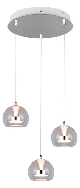 Trio T331630306 LED závesné stropné svietidlo FLYNT | 8W integrovaný LED zdroj | 3x880lm | 2300+3000+4000K | na lanku | Trio - SwitchDimmer | chróm | číra