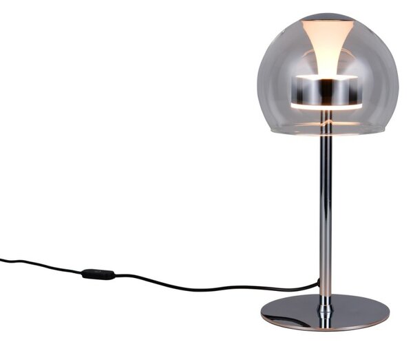 Trio T531610106 LED stolná lampička FLYNT | 8W integrovaný LED zdroj | 1x880lm | 2300+3000+4000K | vypínač | stmievač | chróm | číra