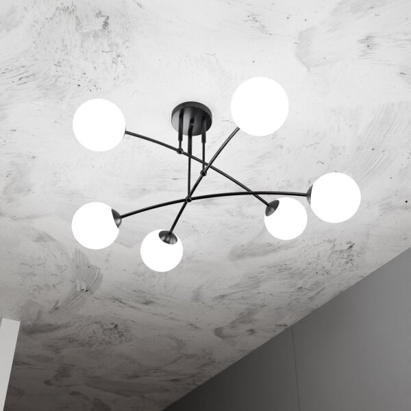 Luster na tyči PREGOS 6xE14/10W/230V čierna/biela
