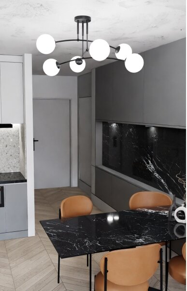 Luster na tyči PREGOS 6xE14/10W/230V čierna/biela