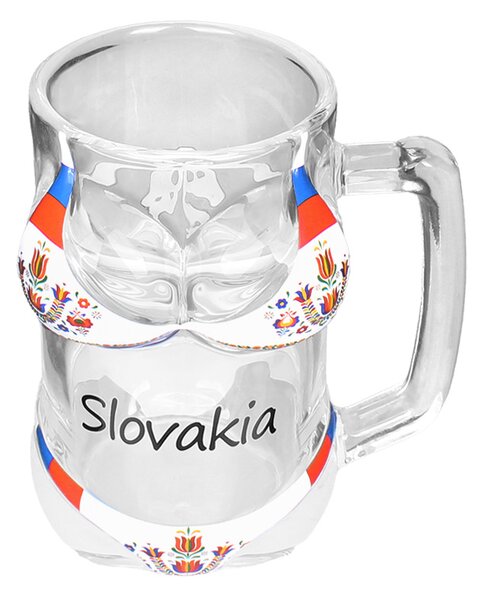 Pohár na pivo sexy 0,3 l Slovakia ľudový motív (Sklenený pohár s uškom, objem 300ml)