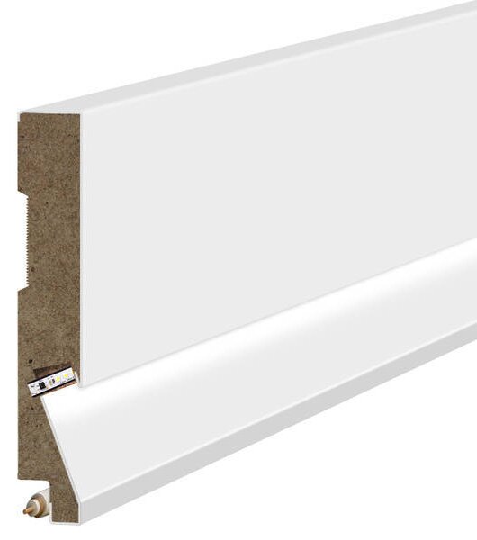 Podlahová lišta MDF hladká LED biela 8x1,6cm