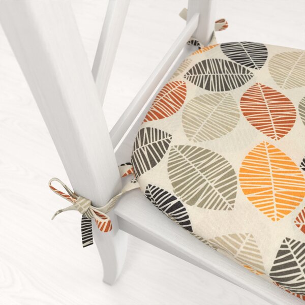 Biante Oblý podsedák PML-072 Jesenné listy na krémovom - 39x37x3 cm