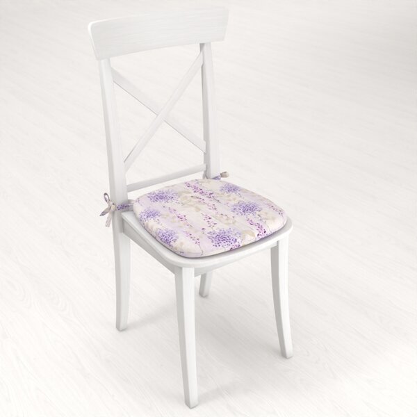 Biante Oblý podsedák PML-069 Fialové kvety na bielom - 39x37x3 cm