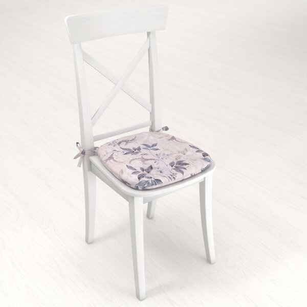 Biante Oblý podsedák PML-053 Popínavé lístky na béžovom - 39x37x3 cm