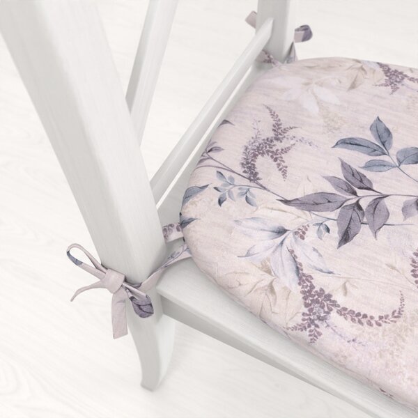 Biante Oblý podsedák PML-053 Popínavé lístky na béžovom - 39x37x3 cm