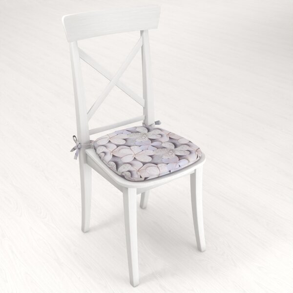 Biante Oblý podsedák PML-032 Designové kvety na sivom - 39x37x3 cm
