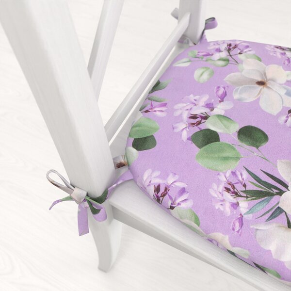 Biante Oblý podsedák PML-044 Kvety magnólie na fialovom - 39x37x3 cm