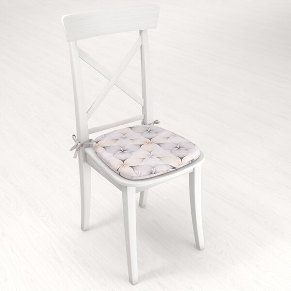 Biante Oblý podsedák PML-031 Designové geometrické obrazce na bielom - 39x37x3 cm