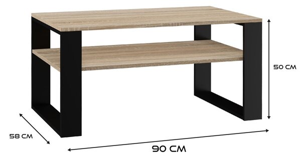 Konferečný stolík MODERN 1P Dub sonoma + čierna