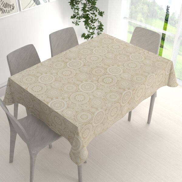 Biante Dekoračný obdĺžnikový obrus Leona LN-170 Biele mandaly na režnom 120x180 cm