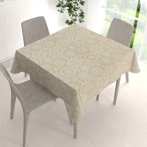 Biante Dekoračný štvorcový obrus Leona LN-170 Biele mandaly na režnom 80x80 cm