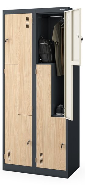 Šatníková skriňa typu L antracitová / dub sonoma: Eco Design JULIA, 800 x 1850 x 450 mm