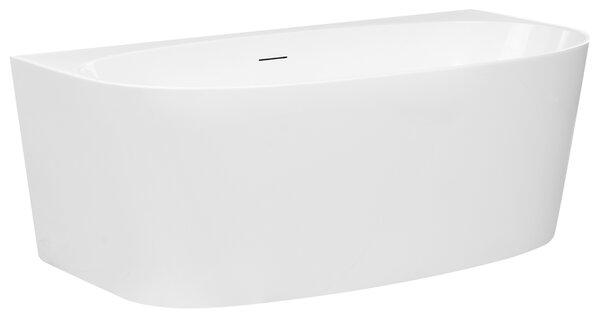 Vaňa lesklá biela akrylová oválna 160 x 80 cm klasická vaňa k stene moderný štýl