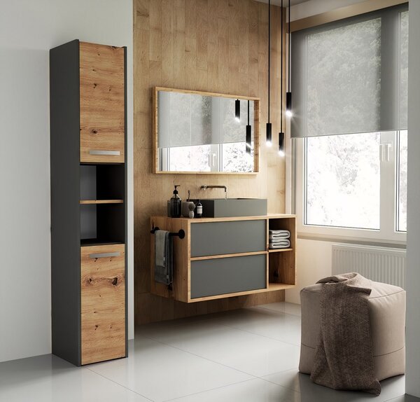 Kúpeľňová skrinka S30 Antracit + dub artisan