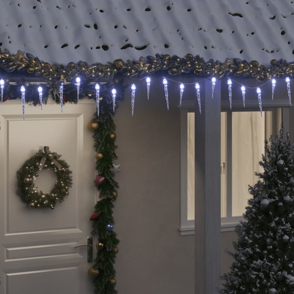 Vianočné svietiace cencúle 200 LED studené biele 20m akryl. PVC