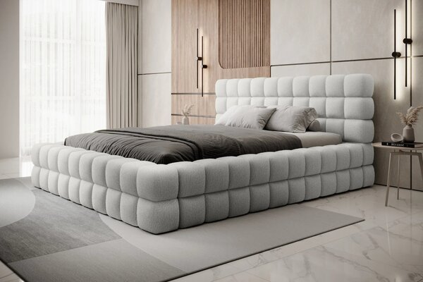 Čalúnená posteľ s úložným priestorom 160x200 DELVIRO - biela 2